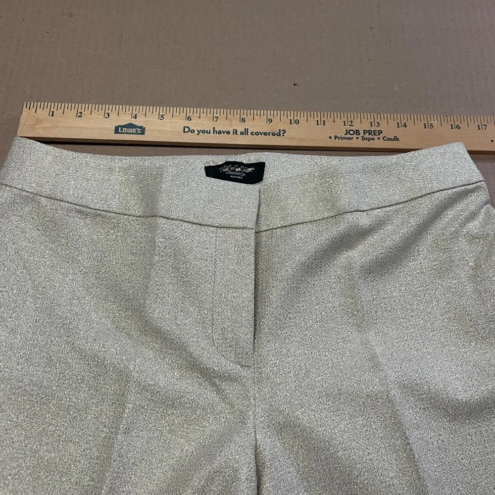 Talbots Women's 10P Metallic Gold Shimmer Textured Straight Leg Dress Pants